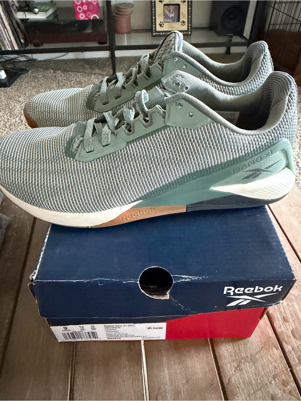 Reebok women’s CrossFit nano X1 Grit Sage Green Knit Training Sneakers